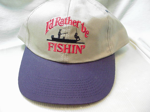 刺繍★I'd Rather be FISHIN CAP/フリーサイズ